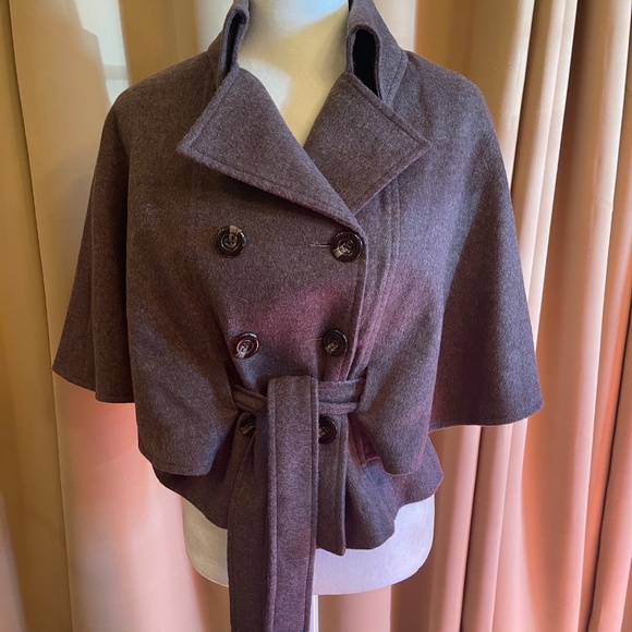 Cashmere Belted Double Breasted Cape Coat, Blazer Size XS - Picture 9 of 11
